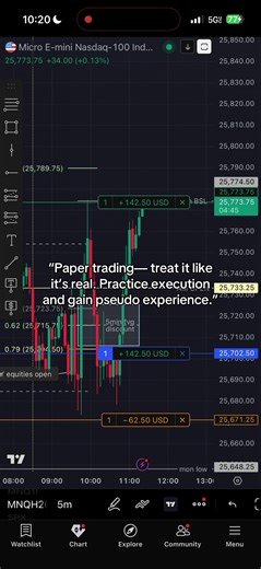 Paper trade— just practicing execution. Logging it like it’s real #tradingjournal #intradaytrader #tradingjourney #beginnertrader #papertrading
