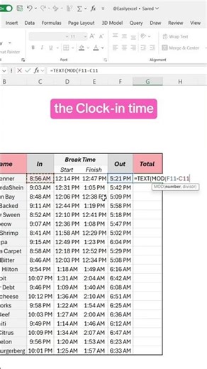 How to calculate working hours in Excel! #excel #spreadsheets #employees