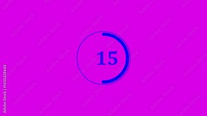 Circle countdown timer 30 sec animation, 30 second count down timer with circle, Countdown timer for 30 to 0 seconds for video overlay with pink screen.4k motion video