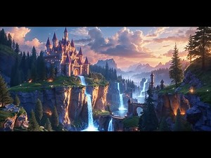 Enchanted Waterfall Castle in 4K 🌌✨ - Relaxing Animated Fantasy Scene