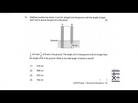 Math PSLE 2022 Paper 1A Qn 15