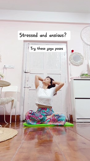 Yoga poses for stress and anxiety relief: Repeat 3 times: 1. 🧘🏻‍♀️Child's Pose (Balasana): Helps to stretch the hips, thighs, and back, while promoting relaxation and calming the mind. 2. 🧘🏻‍♀️Cat-Cow Pose (Marjaryasana-Bitilasana): Massages the spine, increases flexibility, and releases tension in the back, shoulders, and neck, promoting relaxation and stress relief. 3. 🧘🏻‍♀️Forward Fold (Uttanasana): Stretches the hamstrings, calves, and back, while also calming the mind and relieving st