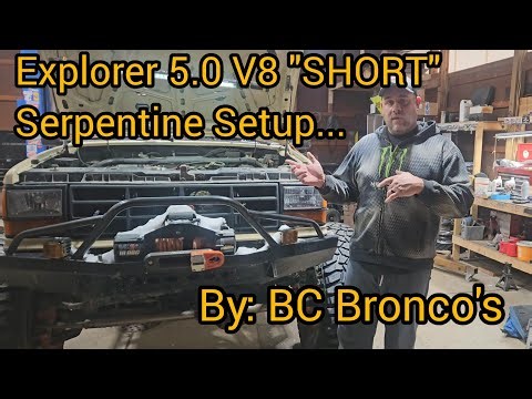 Explorer 5.0 V8 "short" serpentine bracket setup from BC Bronco's