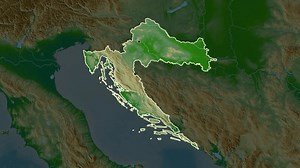 Croatia map - drive. Border. Physical.