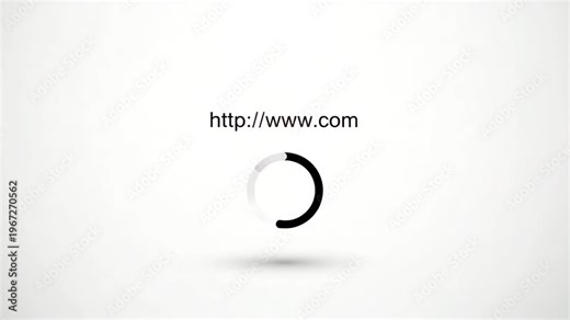 Circular Loading Icon with Web URL on Minimalist White Background