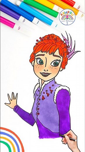 Draw Anna FROZEN Tutorial | Learn to Draw Elsa Anna FROZEN 🌈👸🏼 #disney #FROZEN #princess #shorts