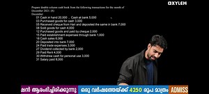 EXYLEMPrepare double column cash book from the following tran... | Filo
