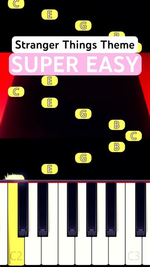 Stranger Things 😈 (SUPER EASY Piano Tutorial) | With Background | #shorts #piano #tutorial