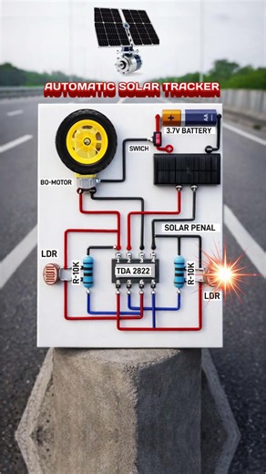 Simple Solar Tracker Using Light Sensors and Motor Circuit