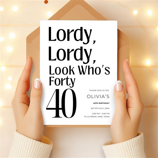 40th Birthday Invitation, Modern and Minimal Adult Black & White Party Invite, Simple Printable Template, Digital Invite for Him or Her - Etsy