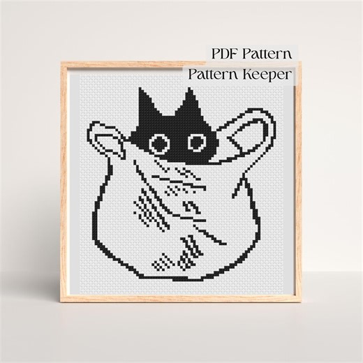 Minimal Cat Cross Stitch Pattern – Blackwork Bag Doodle (PDF Download) - Etsy