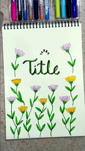 Easy and simple cover page design with tulip flowers for assignment project work diary notebook 🌷🌷
