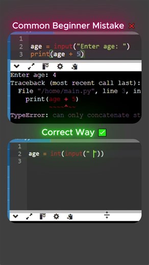 Python Beginner Mistake 😱 input() Trick #coding#shorts
