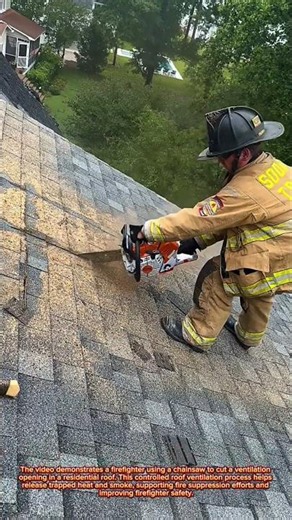 Firefighter Roof Ventilation with Chainsaw | Fast Emergency Roof Cutting Technique
