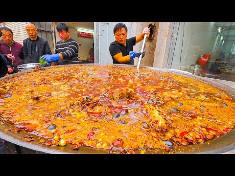 Chinese Street Food - 200 KG Street Hot Pot (SPICY!!!) + RARE Street Food Tour of Kaifeng, China!