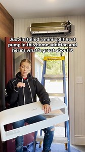 Ductless mini-split on #HolmesFamilyRescue. Mini-splits are installed quickly and easily, and one outdoor unit can support multiple indoor units. You can also control the temperature in individual zones, so you only heat or cool the spaces you're using. This one is from Bosch Home Comfort #bosch_partner #hvac #womeninconstruction #behindthescenes #contractortips | Sherry Holmes