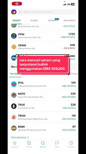 cara mencari saham yang akan naik, menggunakan EMA 50 & 200#saham #technicalanalysis #bullish #richdigitalstore #trading