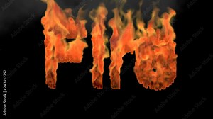 Animated Sequence of Fire Burning Text