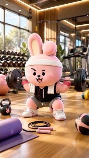 BT21 Cooky Gym Workout Challenge 💪🐰 #shorts
