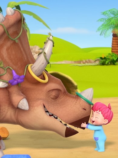 Realistic Triceratops Dinosaur Toy for Kids | Nursery Rhymes Animation