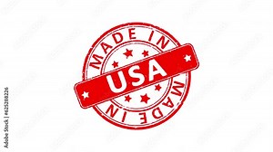 3 different Made In USA rubber stamp animated video over white background. Green screen versions are also available for chroma key compositing. 4k resolution, business, cargo, shipment, trade concepts