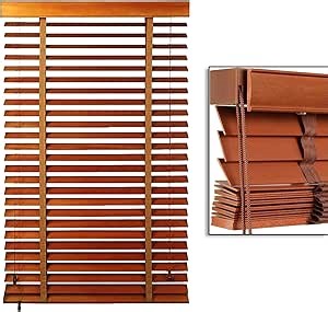 2" Slats Cordless Faux Wood Window Blinds for Indoor Windows, Natural Solid Window Blinds, Custom Size 15-75 Inch Width(Red Brown)
