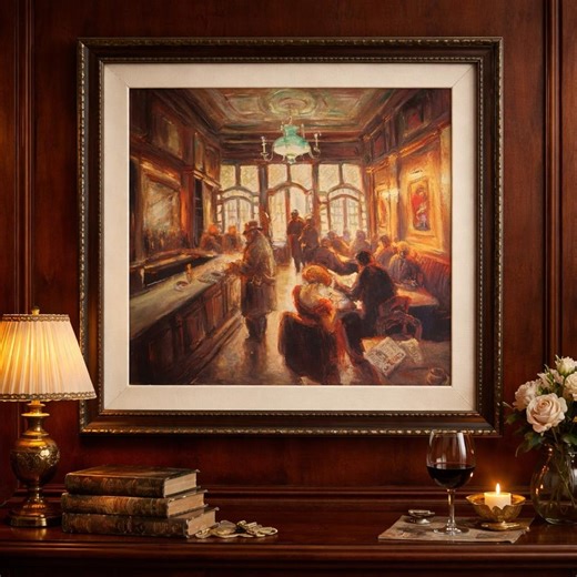 Vintage Paris Café Textured Canvas Painting, Impressionist Bistro Scene Wall Decor - Etsy