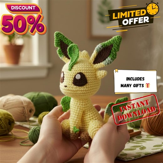 Pokemon Chibi Leafeon Crochet Pattern, Pokemon Plush - Children Toy Pdf | Instant Download - Etsy