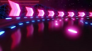 80s Retro Background, Neon Race Circuit