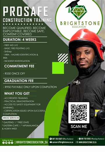 📝Applications are rolling in today! We are excited to welcome future Health and Safety Champions🏋🏽‍♀️ Walk-in, WhatsApp or apply on this link to secure your spot-there’s still time #PROSAFE#HealthAndSafety#BrightstoneEducation#JobReady http://www.brightstone.co.za/apply-now/