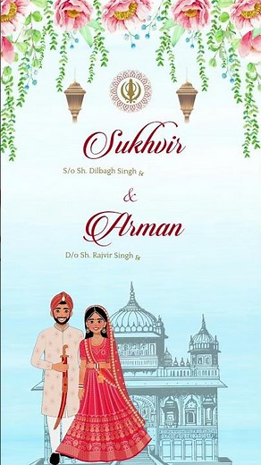 Sikh Wedding Invitation | Elegant Punjabi Wedding Card Design | Custom Digital Wedding Video Invite