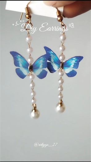 Diy butterfly earrings ⨾༊󠀺 #diyearrings #diycrafts #diyjwellery #butterflyearrings #craft #crafts