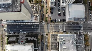 Aerial footage of busy streets in downtown Tampa Stock Video