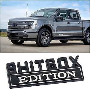 SHITBOX Edition Car Emblem Car Decorations Personality,3D Raised Car Decals Fit for Bumper,Hood,Door,Universal Exterior CCar Badges CCar Accessories for Truck SUV (Black+White)