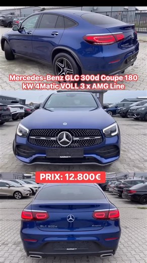 Auto Allemagne on Instagram: "PRIX: 12.800€ Mercedes-Benz GLC 300d Coupe 180 kW 4Matic VOLL 3 x AMG Line Équipements optionnels : Pack rangement, éclairage d’ambiance, intérieur AMG Line, tuner radio numérique DAB, combiné d’instruments numérique, système d’assistance à la conduite : info trafic en temps réel, affichage tête haute, chargeur à induction pour smartphone, réservoir de carburant grande capacité, peinture métallisée, pack Nuit, système PRE-SAFE, kit de réparation de pneus (Tirefit),