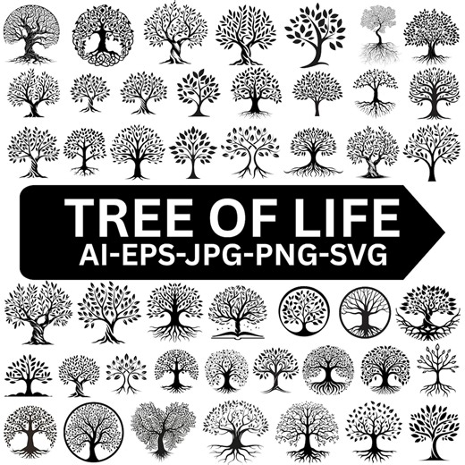 Árbol de la Vida SVG PNG Bundle: Árbol genealógico Clipart, Diseño vectorial (Descarga instantánea) - Etsy España