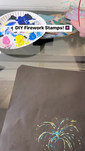 DIY Firework Stamps! 🎆 These work great in my kids firework classes 🎨👩‍🎨 #diy #artsandcrafts #crafting #kidspainting #art #painting #diyideas | Emily Seilhamer Art