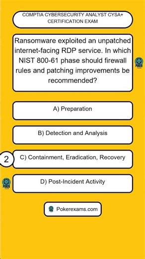 CompTIA Cybersecurity Analyst CySA Certification Exam- Must Know Question