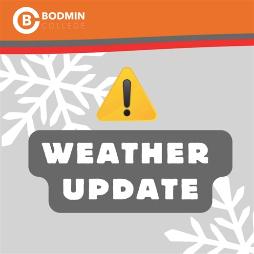 📢 Tuesday 6th January – School Closure Notice Despite our very best efforts, for safety reasons Bodmin College will be closed today. Any students who have already arrived at school will be safely supervised and remain on site for the day. We apologise for any inconvenience this may cause and thank you for your understanding. Further updates will be shared as soon as possible. | Bodmin College