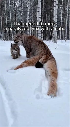 I happened to meet a paralyzed lynx with a cub in the forest 💔🥲