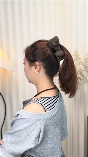 Easy High Ponytail Hack with Cute Bow Claw Clip! 🎀✨