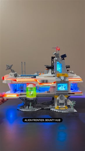 The City of Brickinghamshire on Instagram: "This neon-soaked outpost is Lumi’s first space set, pairing incredible lighting and a smooth, immersive build with only a few drawbacks in the fiddly play features and slightly iffy elevator. Also, a massive build for its piece count. $139 USD, 2309 pcs and 15 LED lights. Links are on my bio! Toodaloo! . . . #space #legofans #bountyhunter"