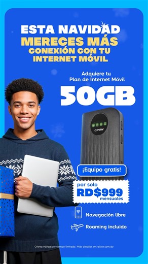 Esta Navidad llévate tu Internet Móvil con 50GB y equipo gratis con altice. | alticeDO