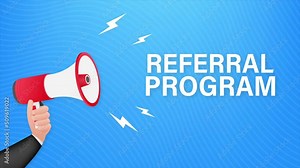 Megaphone label with referral program. Megaphone banner. Web design. Motion graphics . 4k