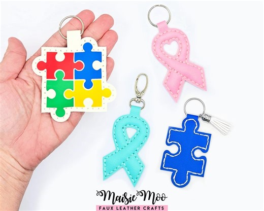 Awareness Ribbon Keychain SVG Bundle, Support Ribbon Key Fob Template, Fundraiser Keychain SVG, Faux Leather Cricut Pattern - Etsy Canada