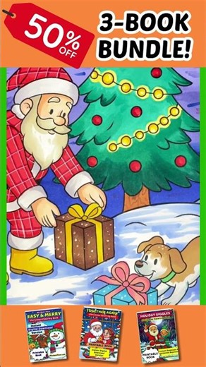 Get Ready to Color! Charming Santa and Dog | Fun Design from Together Again Coloring Book