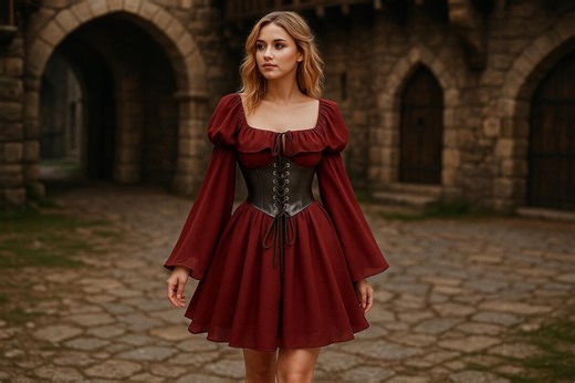 Medieval Short Corset Dress, Ren Faire Mini Dress, Retro Renaissance Dress, Larp Costume for Womens, Gothic Style Dress - Etsy