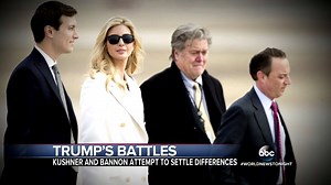 TRUMP’S BATTLES: A West Wing civil war is brewing between two of President Donald J. Trump's top aides – Chief Strategist Steve Bannon and Trump son-in-law Jared Kushner. David Wright reports. http://abcn.ws/2nWxeRI | ABC World News Tonight with David Muir