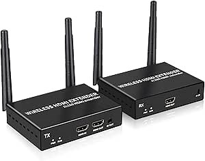 4K@30Hz Wireless HDMI Transmitter and Receiver, 200m(656ft) HDMI Extender with Local Loop Out, 2.4/5.8GHz for Streaming Video and Audio from Laptop/PC/Camera/PS4, IR Support