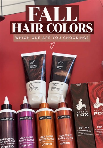 Fall hair colors are here 🍂🤎 Which one are you choosing? 👀 @Sally Beauty @KERACOLOR @Arctic Fox @IGK Hair #sallybeautyassociate #sallybeautypartner #fallhaircolor #hairtoks #sallybeauty
